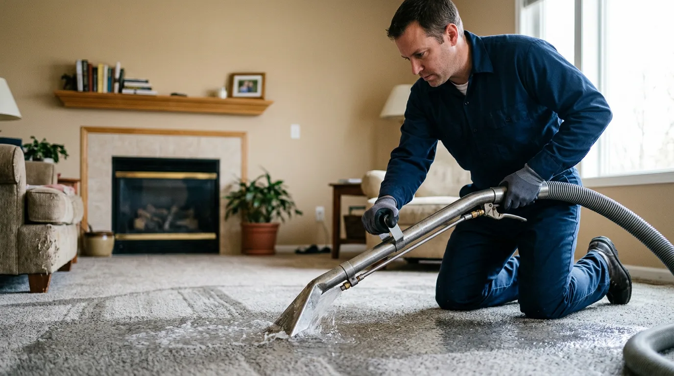 Water damage restoration technician working near Wilder, TN